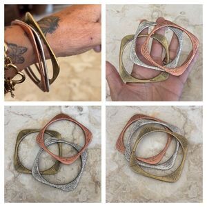 Tri-Colour Modernist Bangle Bracelets